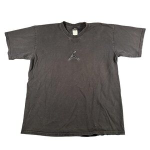 Jordan Shirt Mens Large Black Jumpman Logo Embroidered Vintage Style 100% Cotton
